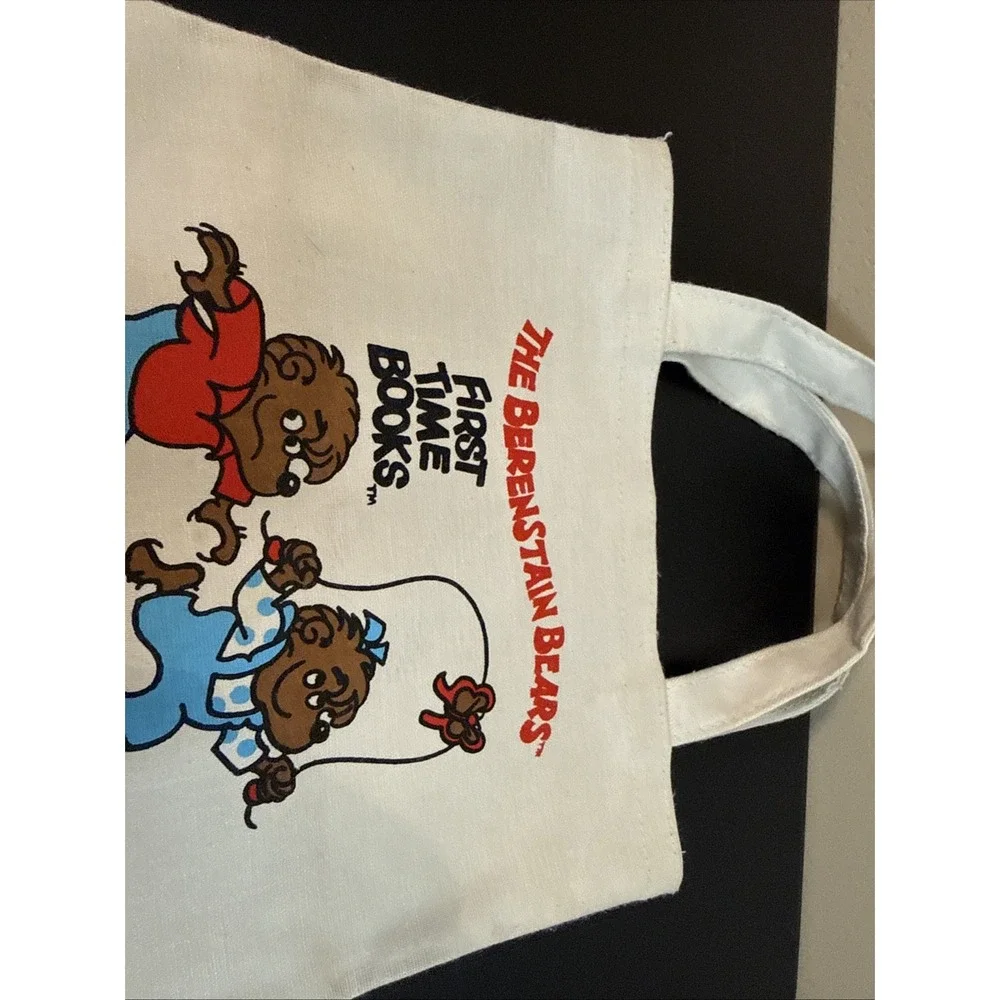 Vintage 1983 Berenstain Bears Small Canvas Book Tote Bag First Time Books